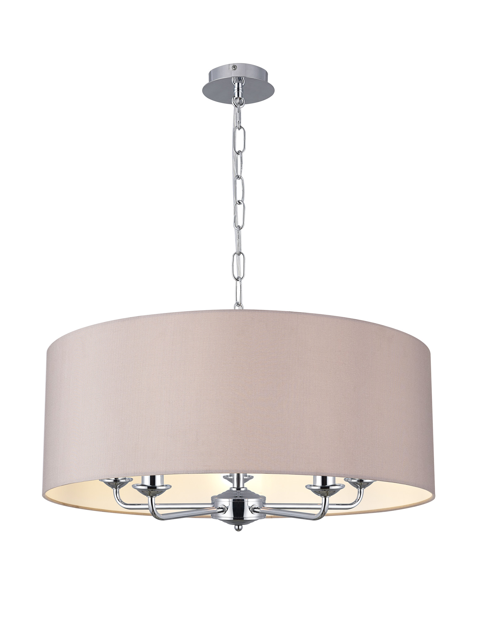 Banyan 60cm 5 Light Pendant Polished Chrome; Grey